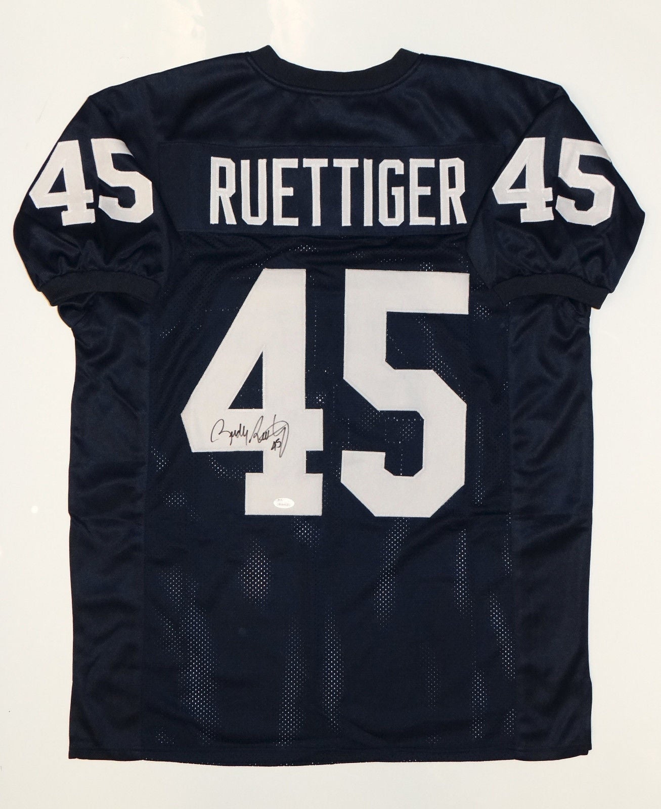 Rudy Ruettiger Autographed Navy Blue College Style Jersey- JSA W Auth