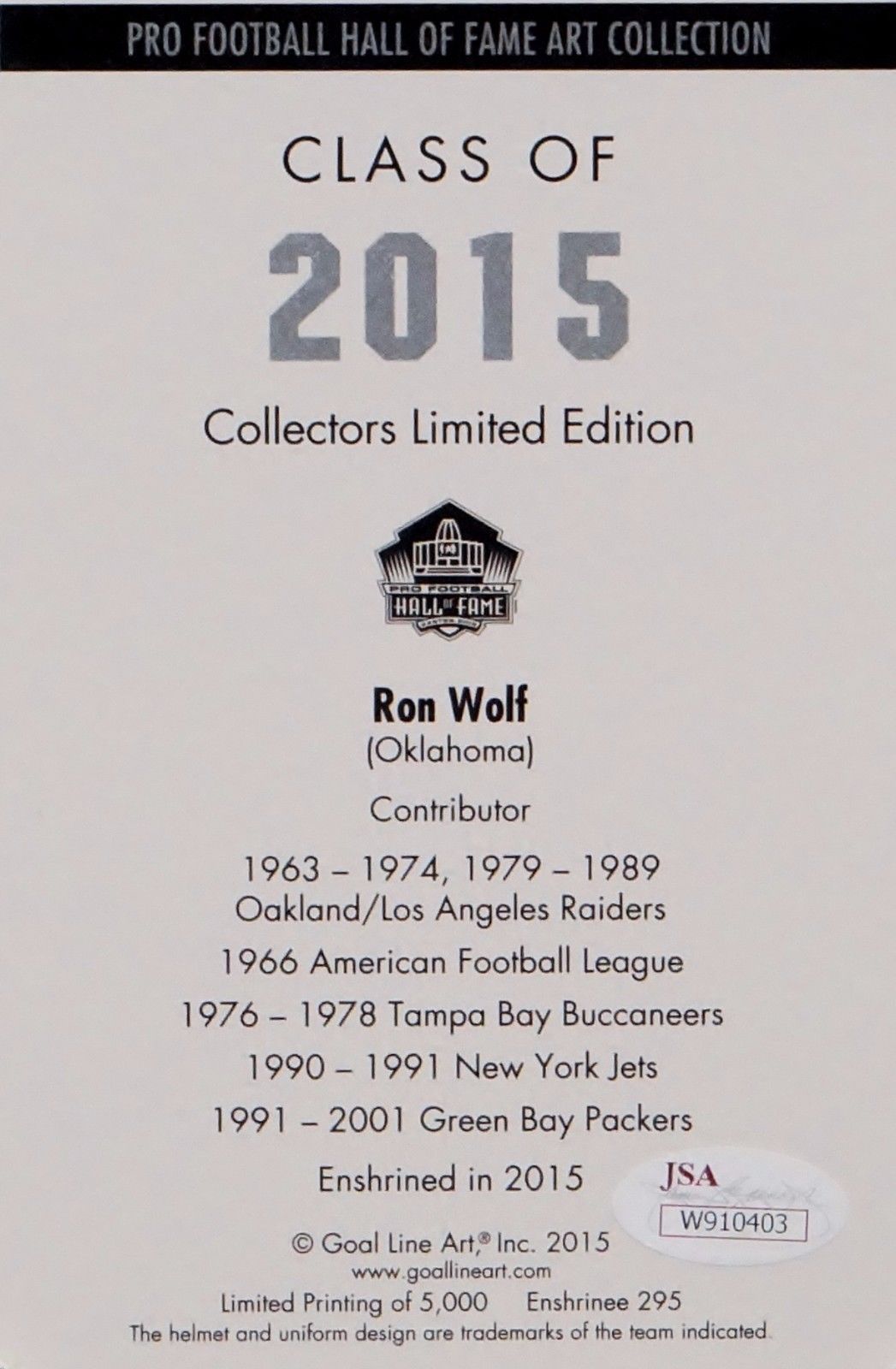 Ron Wolf  Pro Football Hall of Fame