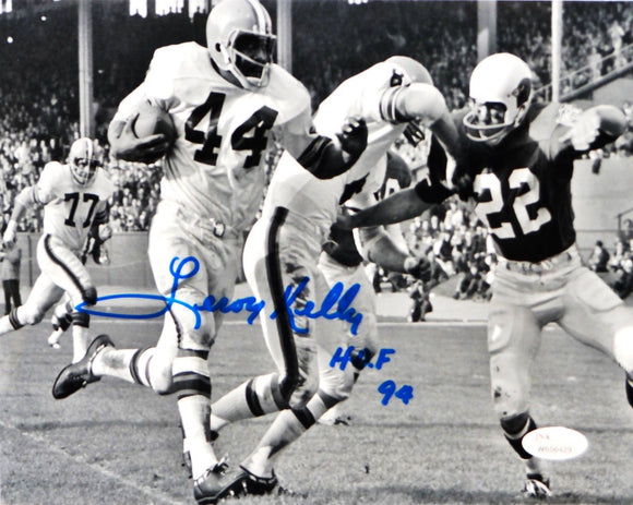 Leroy Kelly Signed 8x10 Cleveland Browns B&W Running With Ball Photo- JSA W Auth