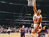 Scottie Pippen Autographed *Silver 16x20 Dunking In White Photo- JSA Auth