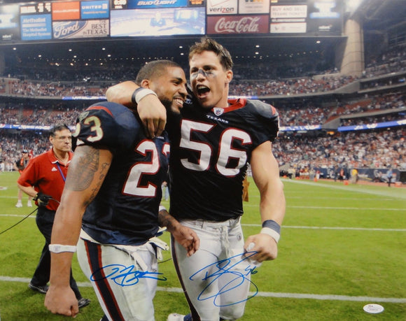 Brian Cushing & Arian Foster Autographed 16x20 On Field Photo- JSA Authenticated