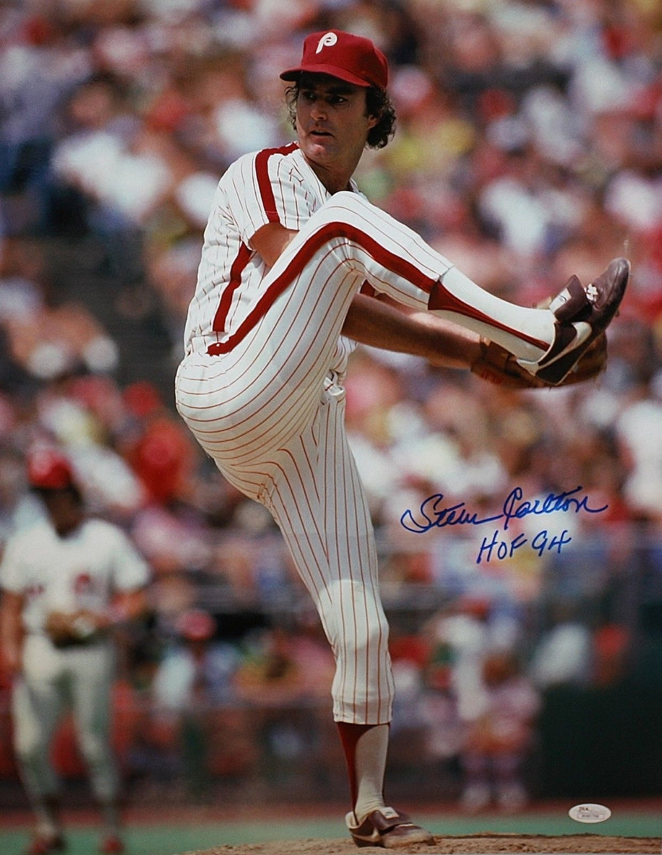 Steve Carlton Autographed Phillies 16x20 Pitching Photo w/ HOF- JSA W – The  Jersey Source