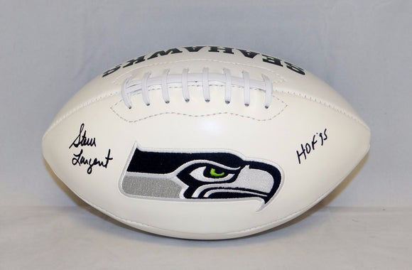 Steve Largent Autographed Seattle Seahawks Logo Football with HOF and JSA W Auth