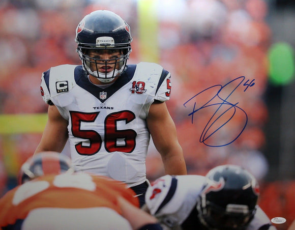 Brian Cushing Autographed 16x20 Front View On Field Photo- JSA W Authenticated