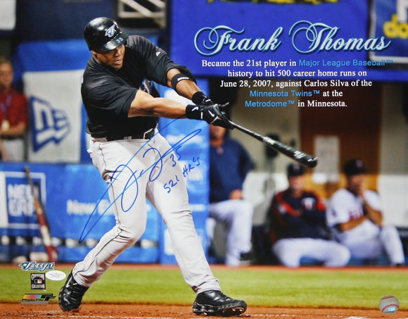 Frank Thomas Autographed 16x20 Named Swinging Photo W/ 521 HR- JSA Authenticated