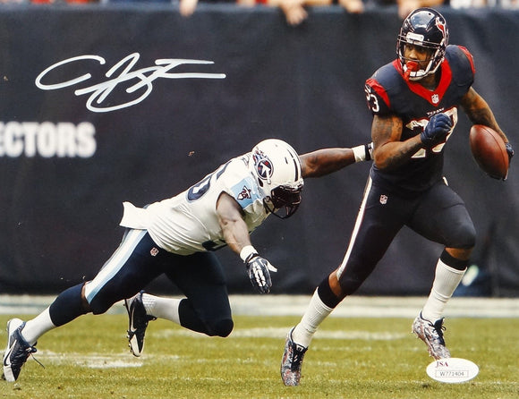 Arian Foster Autographed Texans 8x10 Running Against Titans Photo- JSA W Auth