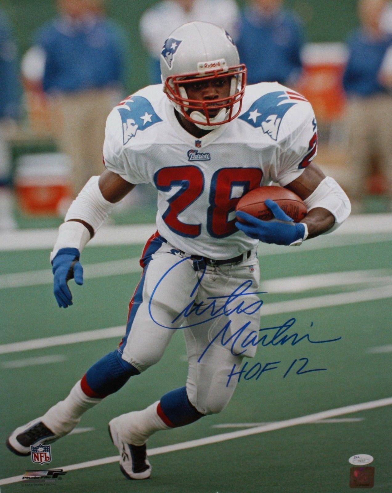 Curtis Martin Autographed 16x20 Vertical Running Photo PF - JSA  Authenticated