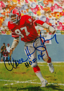 Claude Humphrey HOF Autographed Atlanta Falcons Goal Line Art Card- JSA Auth