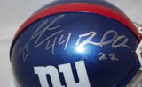 David Wilson Ahmad Bradshaw Autographed New York Giants Mini Helmet- JSA Witnessed Auth