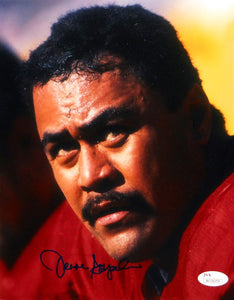 49ers Jesse Sapolu Signed 8x10 Photo versus Jets Autographed BAS