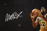 Magic Johnson Autographed Lakers 16x20 In Air w/ Houston Photo- JSA Authenticated