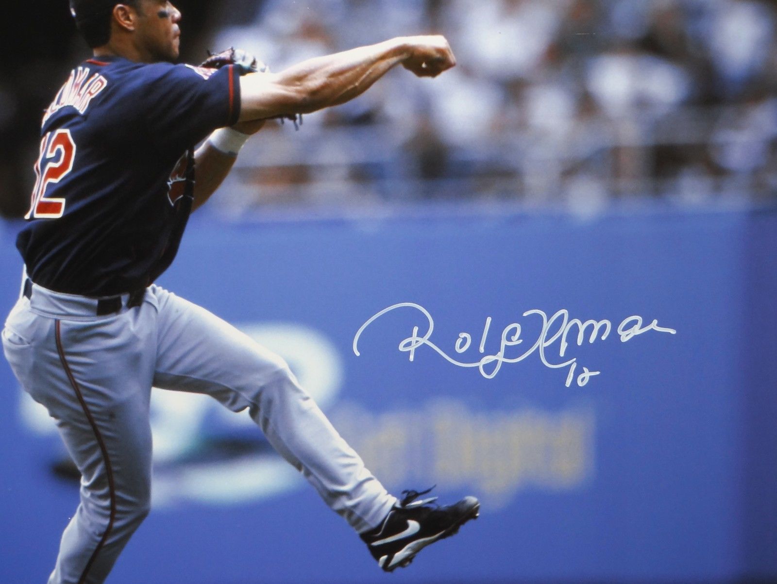 Roberto Alomar Signed Cleveland Indians 16x20 Fist Up In Air Photo- JSA W  Auth