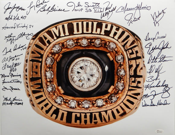 1972 17-0 Perfect Season Autographed 16x20 Super Bowl Ring Photo- JSA W Auth