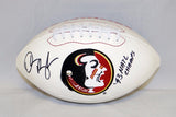 Derrick Brooks Autographed Seminoles Logo Football With Natl Champs- JSA W Auth