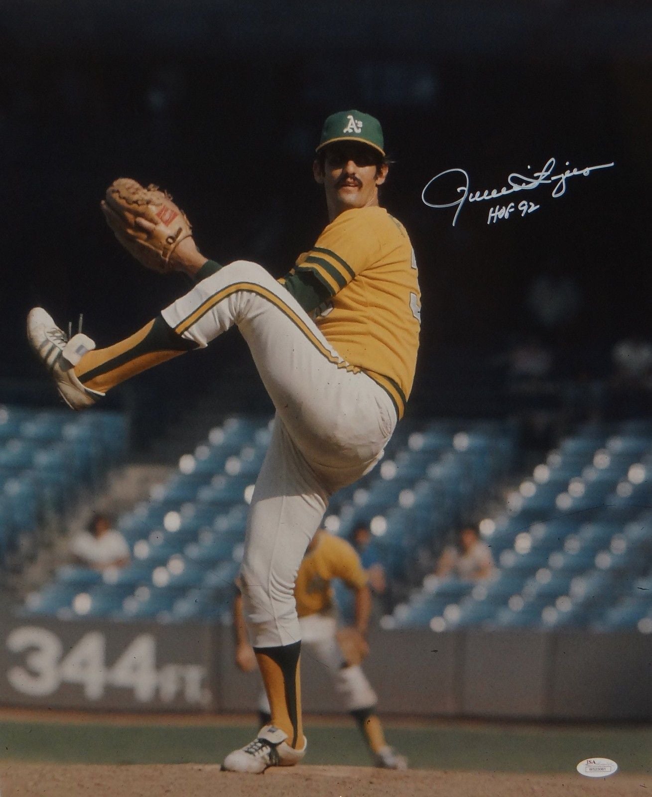 Rollie Fingers Autographed 16x20 Oakland A's Pitching Photo- JSA W Aut –  The Jersey Source