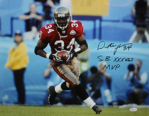 Dexter Jackson Autographed 16x20 Running With Ball Photo W/ SB MVP- JSA W Auth