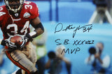 Dexter Jackson Autographed 16x20 Running With Ball Photo W/ SB MVP- JSA W Auth