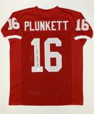 Jim Plunkett Heisman Autographed Red College Style Jersey- JSA Auth