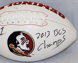 Kelvin Benjamin Autographed Seminoles Logo Football W/ BCS Champs- JSA W Auth