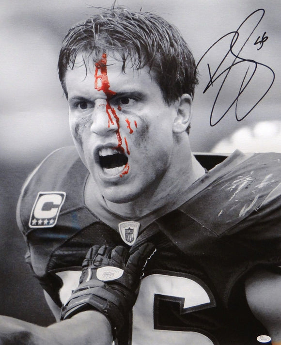Brian Cushing Autographed 20x24 B&W Bloody Face Canvas- JSA W Authenticated