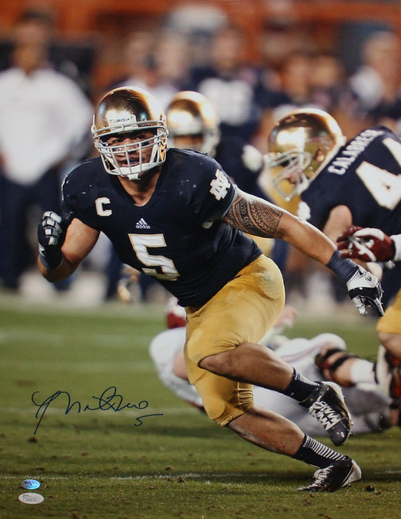 Manti Te'o Autographed 16x20 Vertical Running Photo- JSA Authenticated