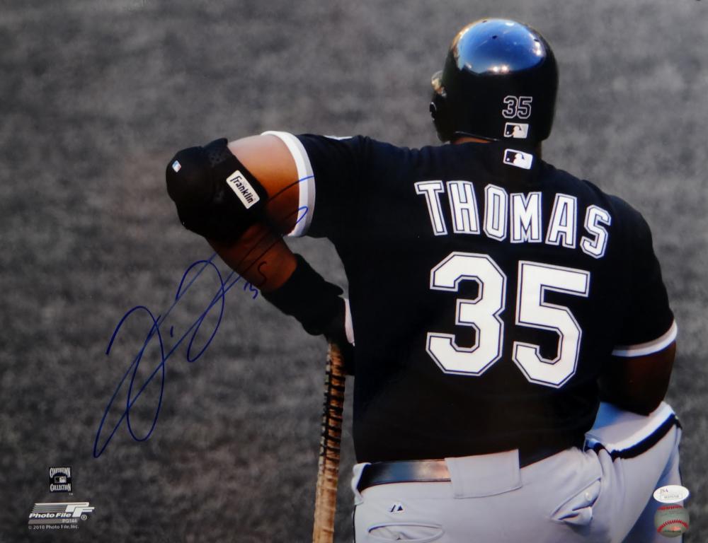 Autographed/Signed Frank Thomas Chicago Grey Baseball Jersey JSA COA