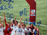 US Women's Soccer Team Autographed 16x20 World Cup Trophy Photo- JSA W Auth