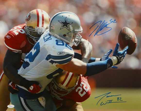 Patrick Willis Jason Witten Autographed 16x20 Catch Photo- JSA Witnessed  Auth