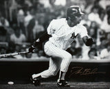 Deion Sanders Autographed 16x20 B&W Swinging Yankees *Silver Photo- JSA W Auth
