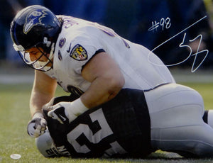 Tony Siragusa Autographed Baltimore Ravens 16x20 Sacking Gannon Photo-JSA W Auth