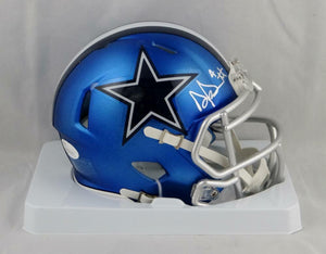 Dak Prescott Autographed Dallas Cowboys Blaze Mini Helmet- JSA W Auth *Silver