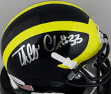 Taco Charlton Autographed Michigan Schutt Mini Helmet- JSA W Auth *Silver