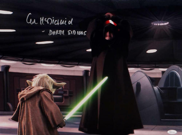 Ian McDiarmid Signed Star Wars 16x20 Darth Sidious vs Yoda Photo- JSA W Auth *Silver  Image 1