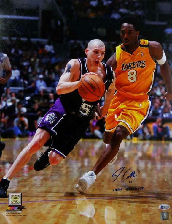 Jason Williams Autographed Sacramento Kings 16x20 PF Photo vs Kobe Bryant w/ Insc- Beckett Auth *Blue
