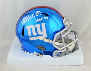 Michael Strahan Signed NY Giants Chrome Mini Helmet W/ HOF- JSA W Auth *White