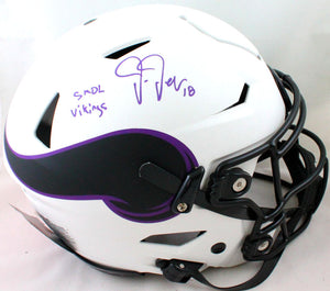 Justin Jefferson Autographed Minnesota Vikings F/S Lunar SpeedFlex Helmet w/Insc - Beckett W Hologram *Purple